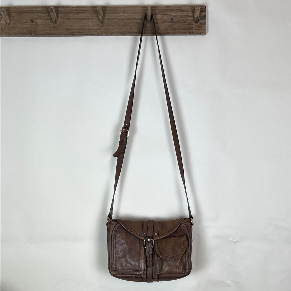 Schuler & Sons Brown Leather Crossbody Bag Vintage Anthropologie - Picture 3 of 11